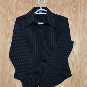 Navy blue Pinstripe Button-Up Shirt
